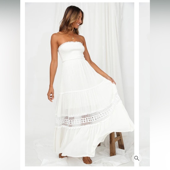 Fortunate One Strapless Maxi Dress White Sz M New with Tags! - Picture 2 of 16